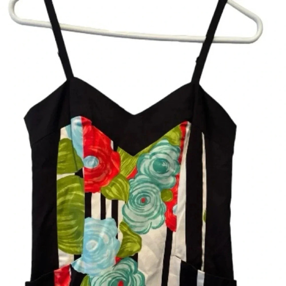 NANETTE LEPORE EUC WOMENS DRESS MINI SUMMER BLUE BLACK GREEN WEDDING WHITE SZ 2 - Picture 3 of 8